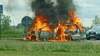 Mașina în care patru muncitori români se duceau la lucru a luat foc din senin într-un sens giratoriu, în Belgia