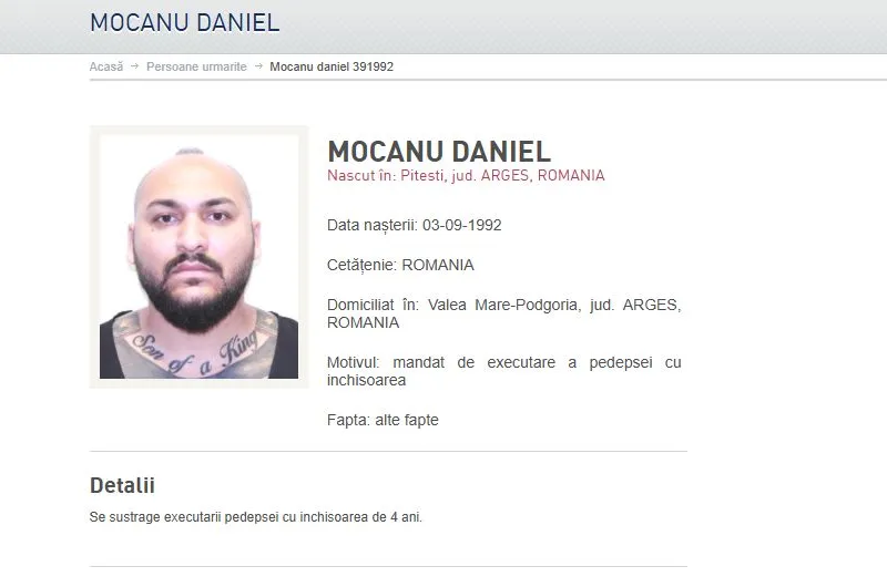 Cântărețul Dani Mocanu, condamnat definitiv la închisoare și dat în urmărire de Poliția Română