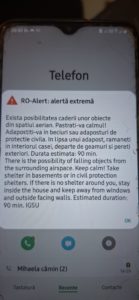 Galaţi: Au fost emise mesaje RO-ALERT privind posibilitatea căderii unor obiecte din spaţiul aerian