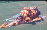 Momentul în care un avion rusesc de luptă Su-25 se prăbușește într-o minge de foc