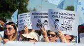 Sindicaliștii din învățământ protestează, din nou, în fața Ministerului Educației