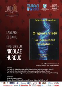 Lansare de carte la Palatul Culturii din Iași. Nicolae Hurduc: „Originea Vieții. La început era Cuvântul…”
