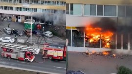 Incendiu violent la un magazin din Pantelimon! Au intervenit șapte autospeciale de pompieri