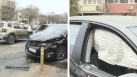 Accident în fața Spitalului Grigore Alexandrescu. O ambulanță și mai multe mașini au fost avariate