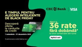 Ofertă de Black Friday: la CEC Bank, ai până la 36 de rate fără dobândă oriunde în lume și limită de 100.000 de lei, (…)