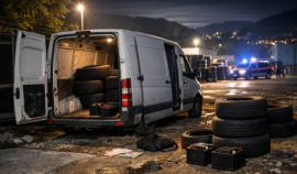 Doi bărbați au fost prinși de poliție după ce și-au uitat buletinele într-o dubă plină cu anvelope furate, în Austria