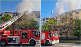 Incendiu violent într-un bloc din Craiova. 14 locatari au fost evacuaţi