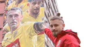 Radu Drăguşin, primul jucător din Generaţia de suflet care a venit să vadă muralul realizat pentru European