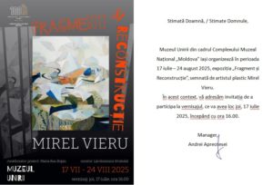 „Fragment și Reconstrucție”, expoziție semnată de artistul plastic Mirel Vieru la Muzeul Unirii din Iași