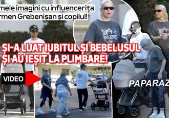 Primele imagini cu influencerița Carmen Grebenișan și copilul! Și-a luat iubitul și bebelușul și au ieșit la plimbare!