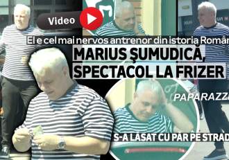El e cel mai nervos antrenor din istoria României! Marius Șumudică, spectacol la frizer. S-a lăsat cu păr pe stradă