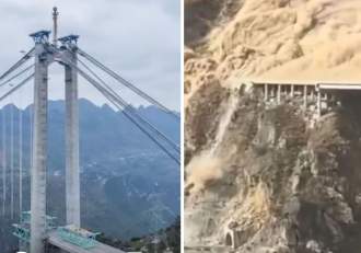 Halucinant! Cel mai înalt pod din lume s-a prăbușit! S-a produs un nor imens de praf