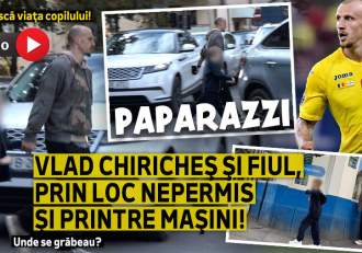 Riscă viaţa copilului! Vlad Chiricheş şi fiul, prin loc nepermis şi printre maşini! Unde se grăbeau