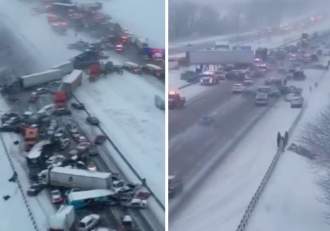 Accident devastator pe autostradă! 45 de mașini au fost implicate