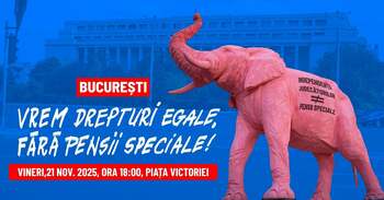 Protest anunțat pentru vineri seara, în Piața Victoriei: „Vrem drepturi egale, fără pensii speciale!”
