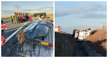 Cel puțin opt persoane sunt rănite după ce un tir și un microbuz s-au ciocnit pe A1