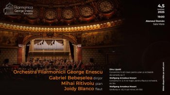 Flautista Joidy Blanco și pianistul Mihai Ritivoiu interpretează Mozart și Lipatti, cu orchestra Filarmonicii George (…)