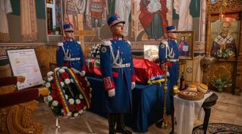 Sicriul cu rămășițele domnitorului Grigore Alexandru Ghyka - depus, duminică, la Cotroceni