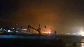 Momentul în care o rachetă Neptun lovește portul din Novorosisk