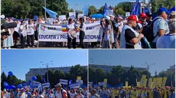 Protestul sindicaliștilor din Educație a început în Piața Victoriei