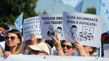 Sindicaliștii din învățământ protestează, din nou, în fața Ministerului Educației
