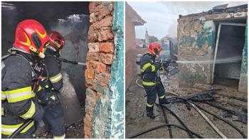 O casă a fost cuprinsă de flăcări în Rontău. Doi alduți și șase copii s-au autoevacuat