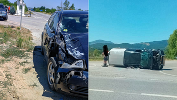 Accident la ieșire din Beiuș: o mașină s-a răsturnat, iar o persoană a ajuns la spital