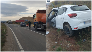 Grav accident de circulație la ieșire din Suplacu de Barcău între o mașină si un TIR. O persoană a murit