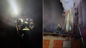 Incendiu violent la o locuință din Peștere. Pompierii au evacuat două butelii, două persoane au primit îngrijiri