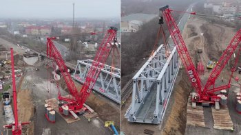 A doua oară, cu noroc! Se închide din nou strada Matei Corvin pe sub podul CFR pentru montarea tablierului metalic