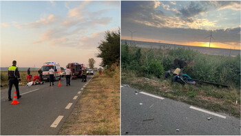 Accident între o autospecială de poliție și o căruță. O persoană a murit, altre 3 grav rănite