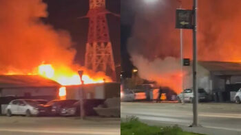 Incendiu puternic lângă București: flăcările au cuprins un spațiu comercial din Domnești