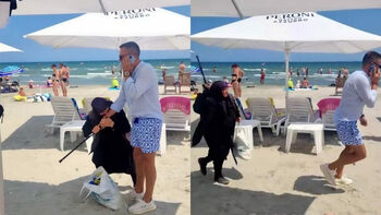Un nou scandal pe plaja Yucatan Beach! Un bărbat a fost lovit și alergat de o femeie cu un baston