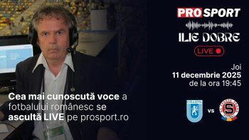 Ilie Dobre comentează LIVE pe ProSport.ro meciul Universitatea Craiova – Sparta Praga, joi, 11 decembrie 2025, de la (…)