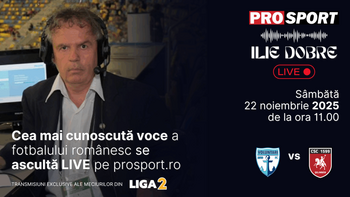 Ilie Dobre comentează LIVE pe ProSport.ro meciul F.C. Voluntari – C.S.C. Șelimbăr, sâmbătă, 22 noiembrie 2025, de la (…)