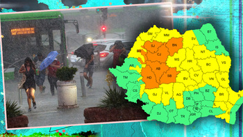Meteorologii ANM anunță cod galben de furtuni în 17 județe! România, lovită de ploi torențiale și grindină