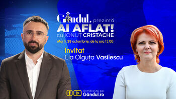 „Ai Aflat! cu Ionuț Cristache” începe marți, 28 octombrie, de la ora 15.00, live pe Gândul. Invitată: Lia Olguța (…)