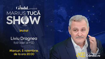 Marius Tucă Show începe miercuri, 5 noiembrie, de la ora 20.00, live pe Gândul. Invitat: Liviu Dragnea