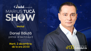 Marius Tucă Show începe marți, 2 decembrie, de la ora 20.00, live pe Gândul. Invitat: Daniel Băluță