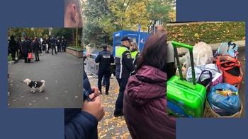 Blocul groazei din Rahova, flancat de polițiști și jandarmi. Oamenii sunt strigați de pe liste să-și strângă (…)