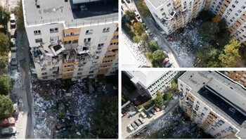Imagini din dronă cu urmările exploziei de la blocul din Rahova. Martorii spun că s-a auzit
