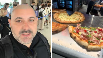 Reacția acestui turist când a văzut cât costă o simplă felie de pizza în Aeroportul Otopeni. A crezut că este o eroare