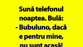 BANC | Sună telefonul noaptea. Bulă: „Bubuluni, dacă e pentru mine, nu sunt acasă”