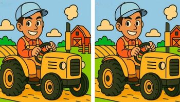 Test de perspicacitate | Identificați toate cele 3 diferențe dintre acești doi tractoriști!