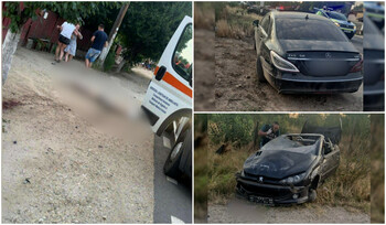 Filmul tragediei din Olt. Un şofer beat a forţat o depășire și s-a răsturnat. Prietenul său a murit pe loc