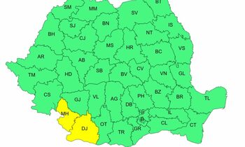 Cod galben de vânt puternic în Mehedinți și Dolj. Joi urmează alte 13 județe