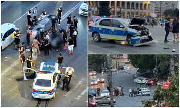 O şoferiţă a făcut prăpăd pe o stradă din Constanţa, după ce a izbit o maşină de poliţie aflată în misiune