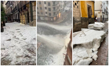 Cădere masivă de grindină în Spania. Un start gros de gheaţă a acoperit străzile în doar câteva minute