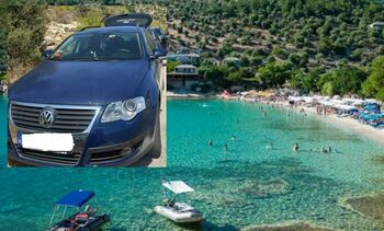Vacanța în Grecia, transformată în coșmar! S-au trezit cu mașina „spartă“ pe o plajă din Thassos!