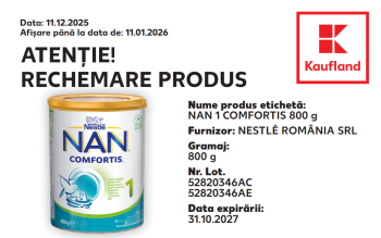 Alertă alimentară! Nestle România retrage de la comercializare mai multe loturi de lapte praf